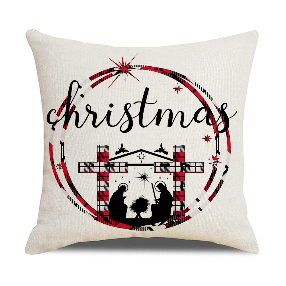 

Christmas Red Gift Linen Print Car Sofa Dual-use Pillow Case 45 * 45Cm (excluding pillow core)