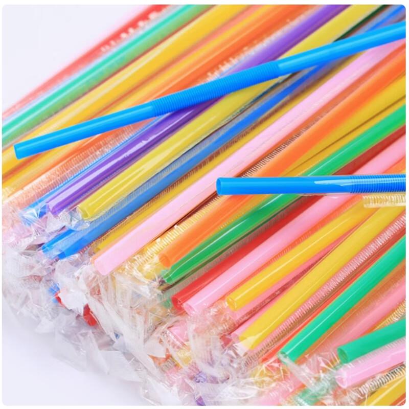 St. Blai Disposable Bent Plastic Drinking Straws