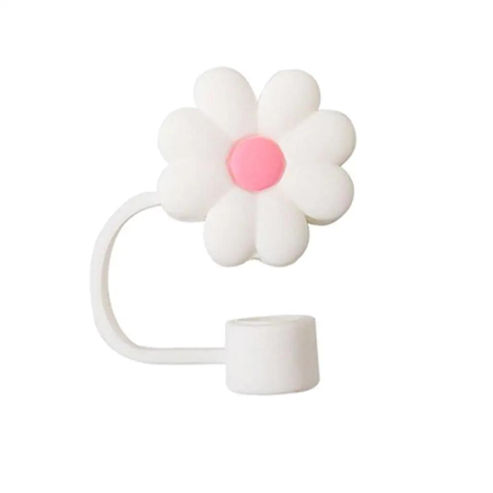 Tapa para Pajita con Forma de Flor de 10 mm/0,4 pulgadas Compatible con Vaso Stanley de 30 y 40 Oz Tapa de Pajita de Flor de Silicona Suave