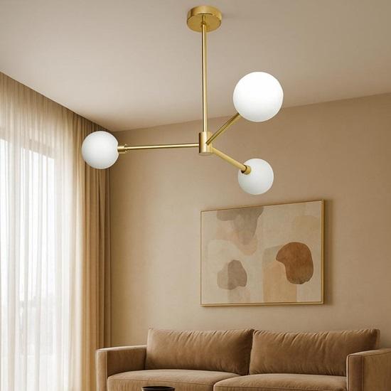 Modern Brass Sputnik Chandelier Mid Century Globe Ceiling Light