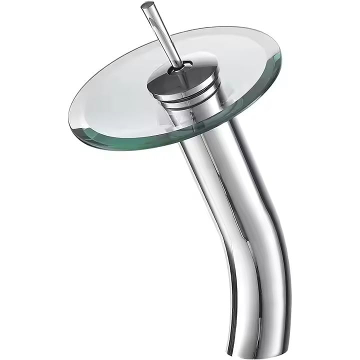 GLASS WATERFALL WASHBASIN FAUCET, chrome +