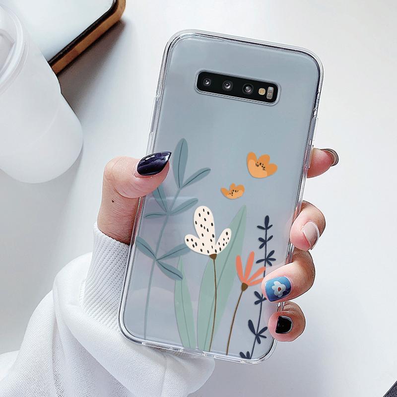 

For Samsung Galaxy S10 S10E S 10 Plus Phone Case Cartoon Back Cover Transparent Soft Silicone Flower Funda For Samsung S10+ Cute S10E