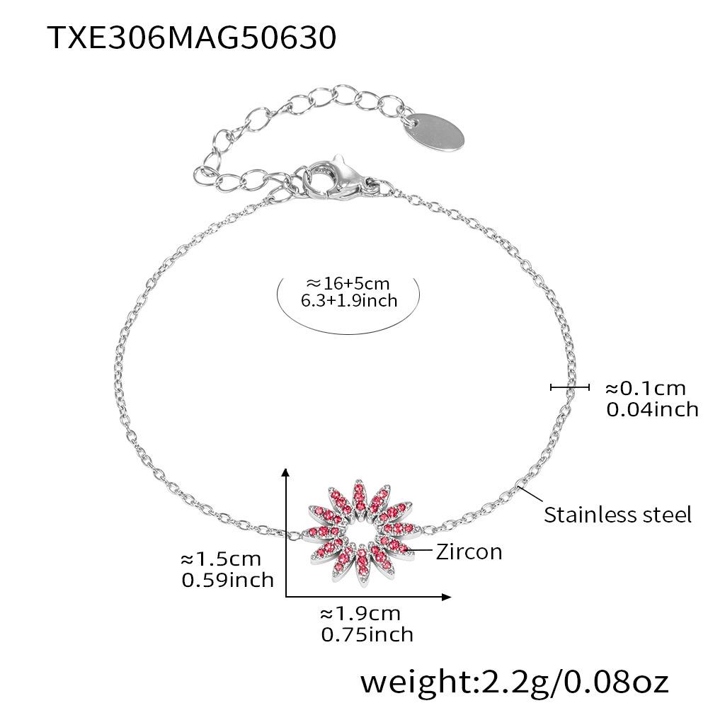 Qiong Yao Sunflower Zircon Sparkle Jewelry Set: Bracelet, Necklace & Ring - High-End Unique Design, Colorfast.