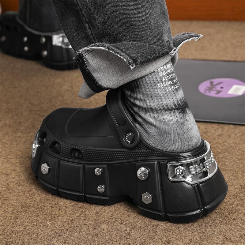 Sommar Dam-/herrtofflor med tjock sula i EVA, Trädgårdsskor med tjock sula i metall