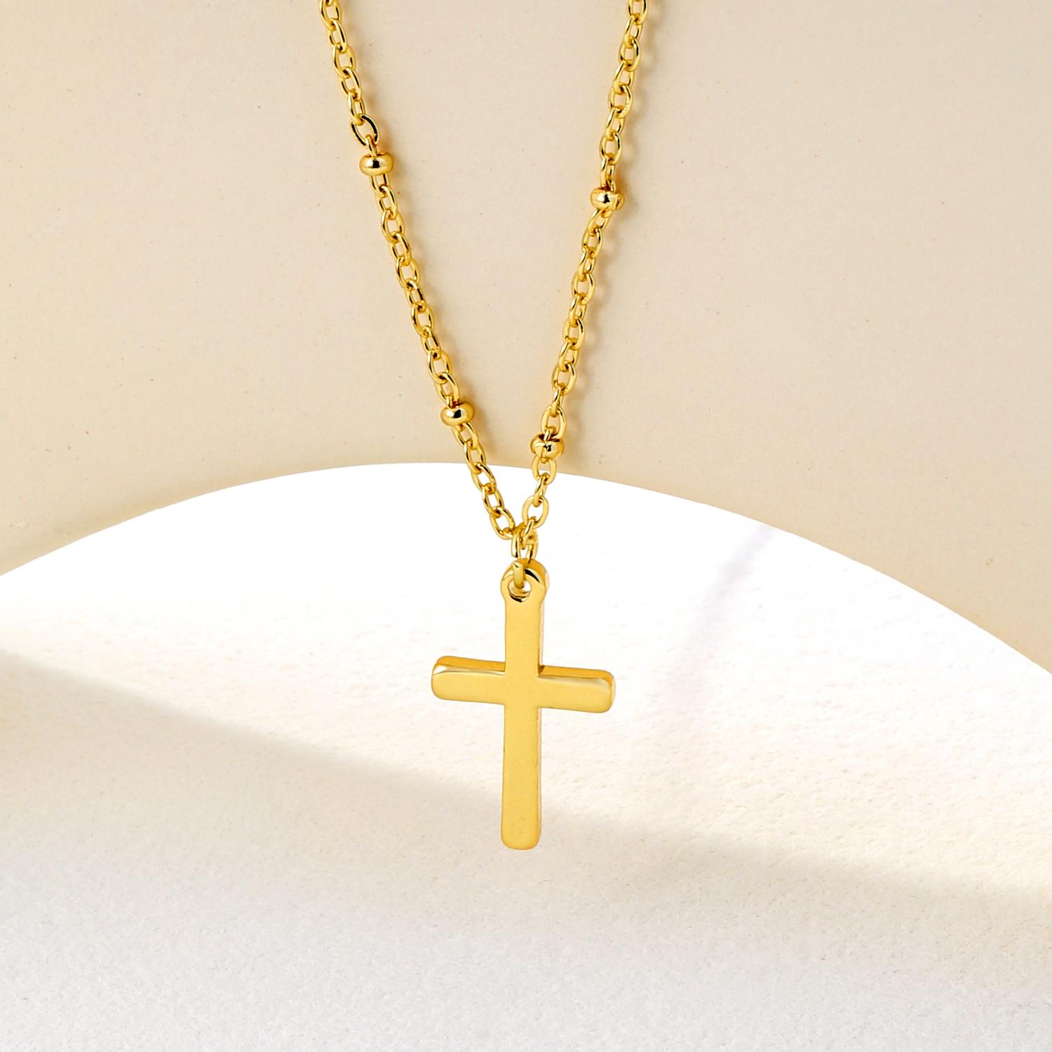 

Simple Fashion Gold-plated Cross Drop Pendant Necklaces Girls Stainless Steel Jewelry Personality INS Creative Niche Accessories