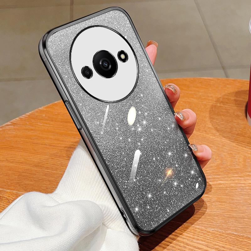 Transparent Glitter Electroplating TPU Silicone Case for Redmi A3 - Anti-Fall Protective Cover for Men and Women