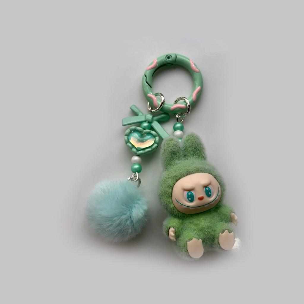 Flocking Mini Keychain Vinyl LABU Cute Grain Baby-free Bag Mobile Phone Pendant Cute Keychain