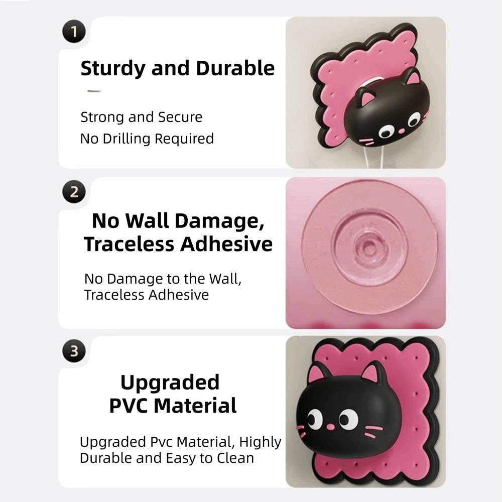 Cartoon Cat Door Handle Protector Silent Door Shock Absorber  Wall Decoration