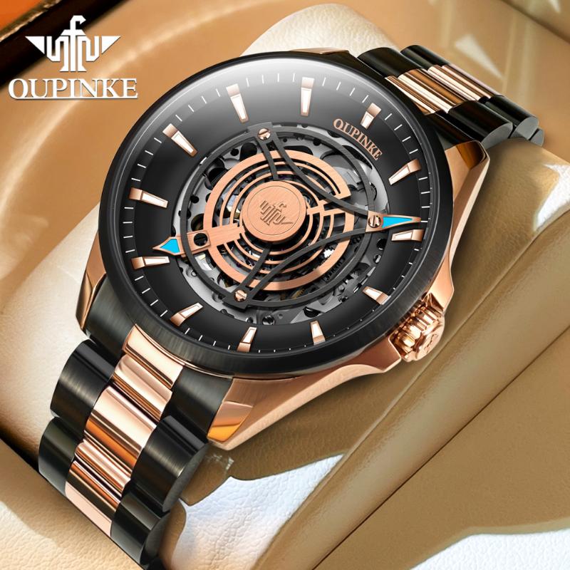 OUPINKE Neue Business-und freizeit herren Uhr Hohl Bewegung Wasserdicht Voll Automatische Maschinen High-end-Uhr