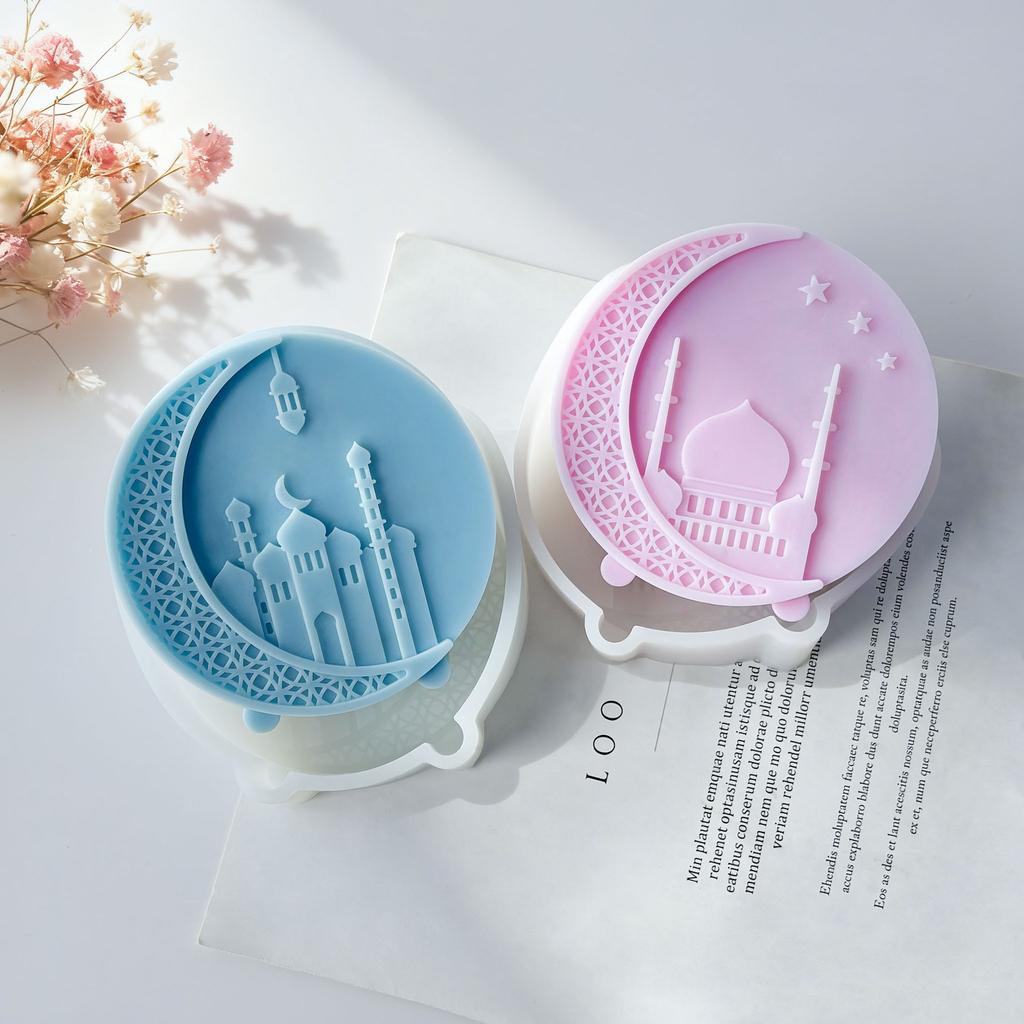 DIY Epoxy Resin Islam Building Ramadan Silicone Mold Handmade Aroma Candle Gypsum Eid Mubarak Ramadan Moon Series Mold