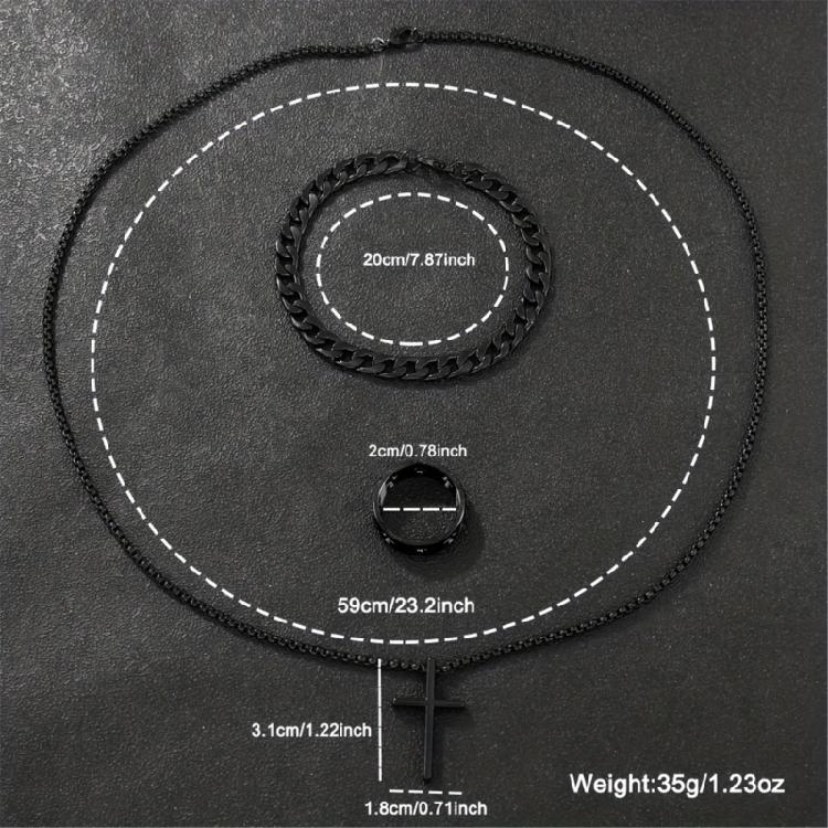 Men Alloy Religious Jewelry Set Comprising Necklace Bracelet and Ring Suitable for Modern Fashion and Spiritual Connection