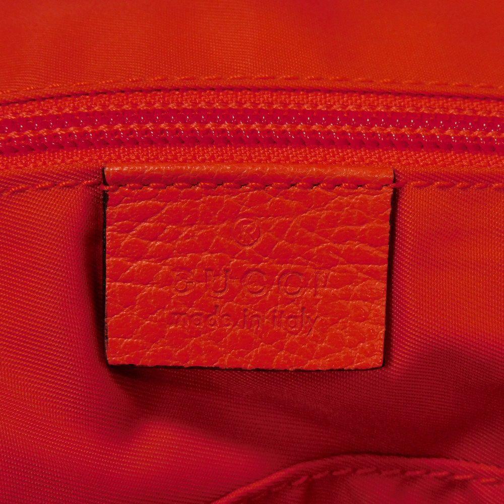 Used 9539 GG Nylon Daypack 387071 7927 Double G Calfskin Drawstring Logo Embossed Orange Red Men's from Japan AUTHENTIC