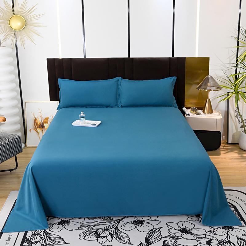 1 Stück Schwarze Farbe Bettlaken Queen/King Flaches Laken für Erwachsene Hautfreundlich Einfarbig Gewaschene Baumwolle Bettlaken
