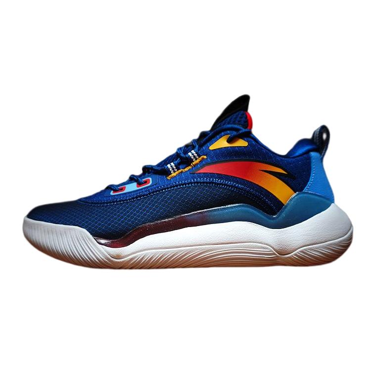 New Anta Shock Absorbers With Slip Resistant And Abrasion Resistant Properties Low Top Basketball Shoes Men's Blue 112141643S-1