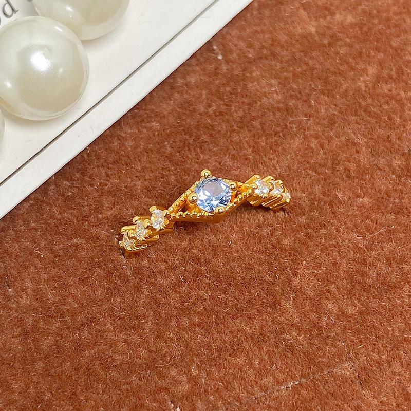 Mittelalterlicher Vintage Geometrischer Mikro-Inlay Personalisierter Öffnungsring Damenmode Retro Kalter Wind Nischendesign Ring