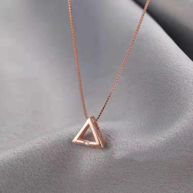 

Ожерелье из сверкающего циркона с геометрическим треугольником для женщин, элегантные украшения для вечеринок 45cm розового золота