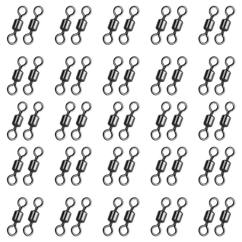 50Pcs Stainless Rolling Swivels Fishing Swivels Line Connector Barrels Swivels Connectors Saltwater Fishing Accessory