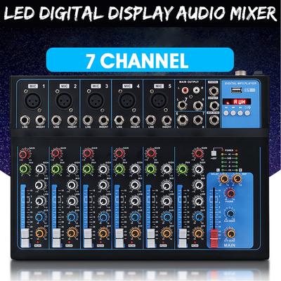 30W 7 Canais Bluetooth DJ Microfone Mixer de Áudio Controle Players de Karaokê Display Digital LED Transmissão de Música Karaokê KTV Partida Festa