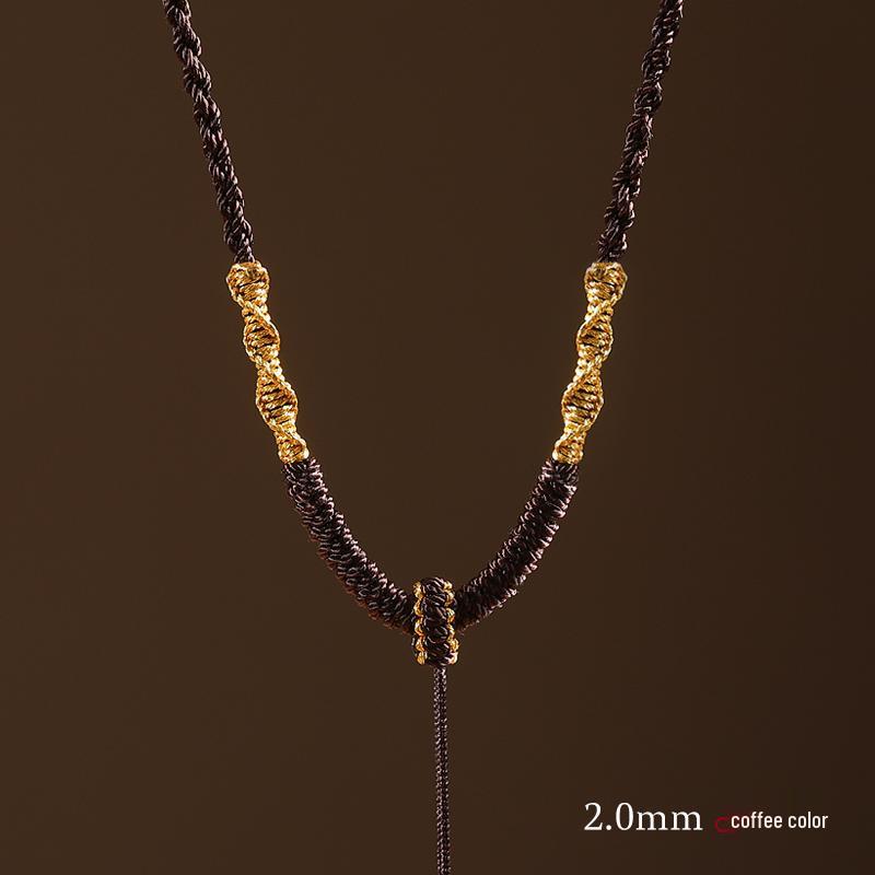 Hand-Woven Black Jadeite Gold Pendant Rope for Men & Women