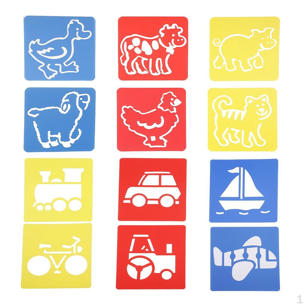 

Набор из 12 пластиковых шаблонов-линеек для рисования, трафареты для детей, развивающие игрушки, сделай сам