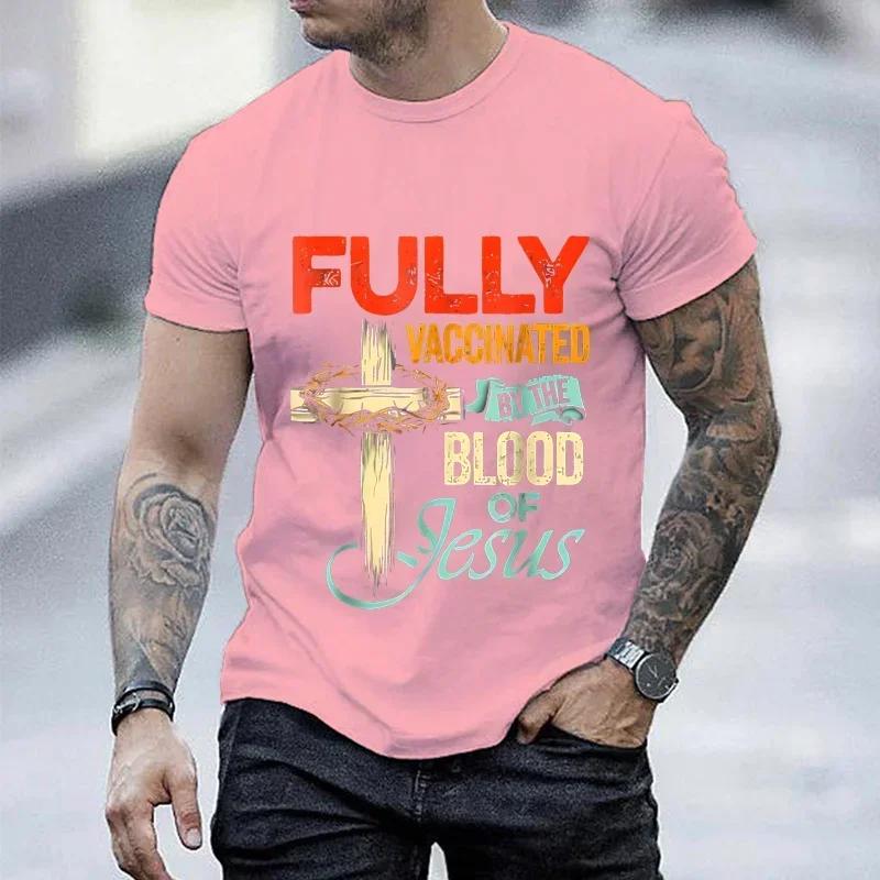

Fully Vaccinated By The Blood of Jesus Faith Funny Christian T-Shirt Black TShirt Top Harajuku Fashion Streetwear for Men Tees S