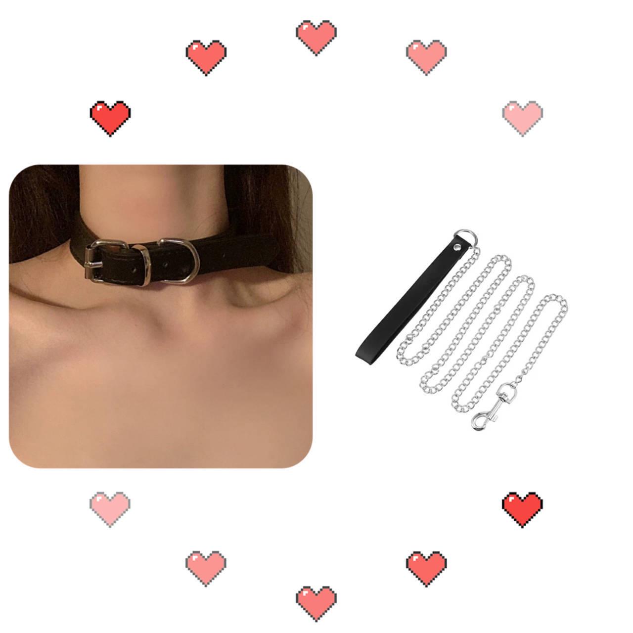 

Унисекс кожаный панк-чокер с цепочным ремешком - Niche Design