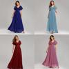 Chiffon Spring Summer Long Dress With Deep V Neck And Ruffle Details For Formal Events