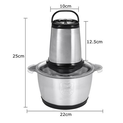 2 Speeds Stainless Steel 2L Capacity Electric Chopper Meat Grinder Mincer Food Processor Slicer Stainless Steel Mincer Kitchen Slicer