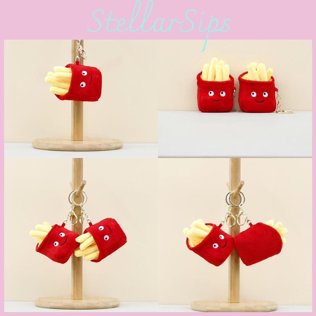 Adorable Cute French Fries Plush Keychain Toy Soft Stuffed Doll For Kids Gifts