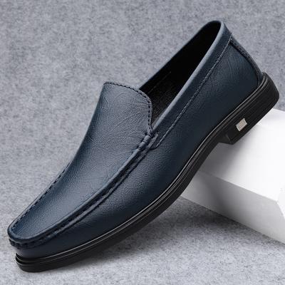 Fashion Genuine Leather Mens Low Heel Loafers Handmade Casual Shoes Soft-Soled Male Driving Shoes New Moccasins Breathable Slip On Flats