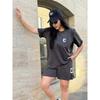 Womens Oversized Casual Two-Piece Set Short Sleeve T-Shirt Cropped Shorts With Letter Print Outfit