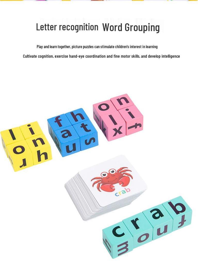 Kids' Spelling Puzzle: Wooden Alphabet Block Game for Early Learning and Intellectual Development