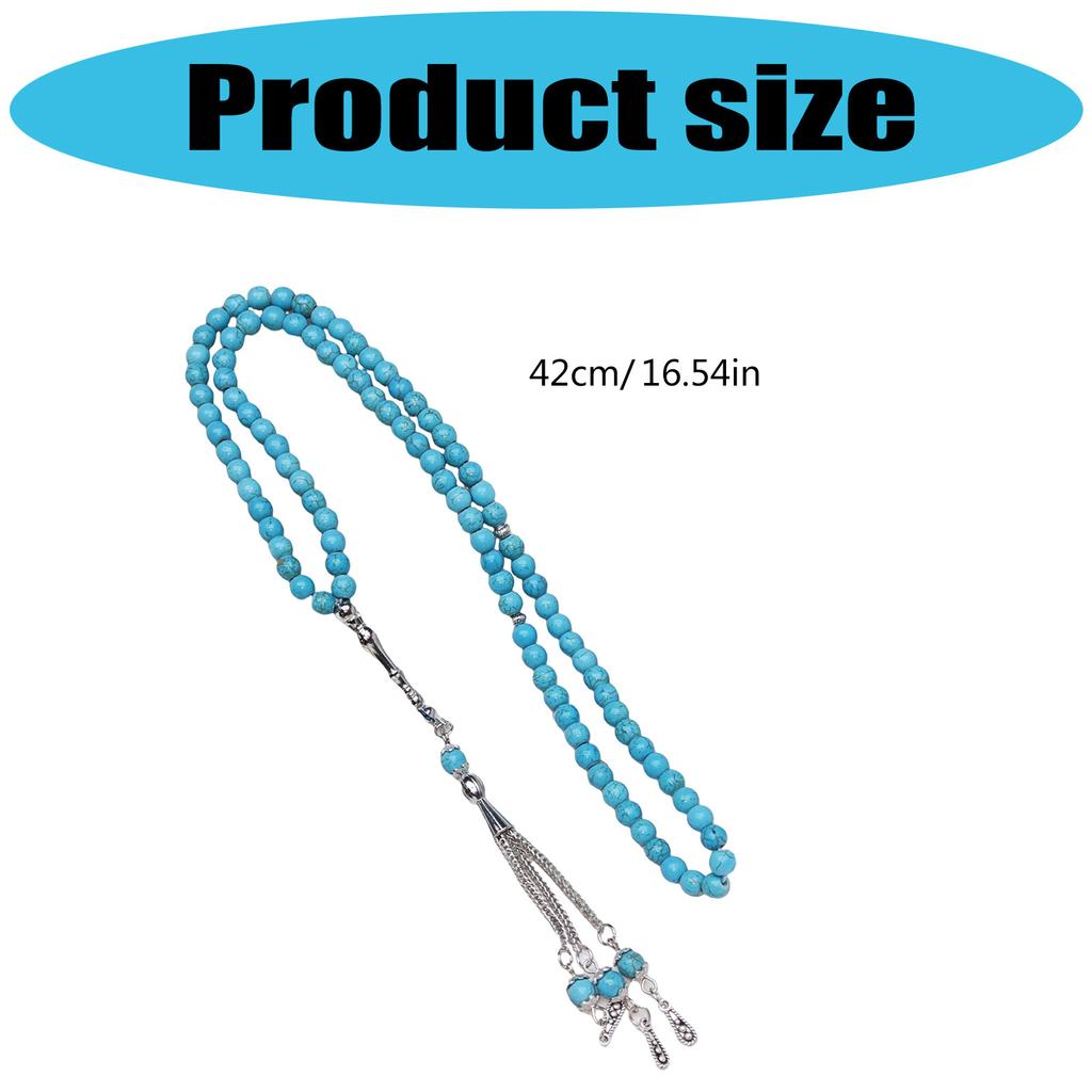 Handmade Muslim Prayer Beads Chain Imitation Turquoise Cultural Accessory For Daily Worship And Fashion Jewelry