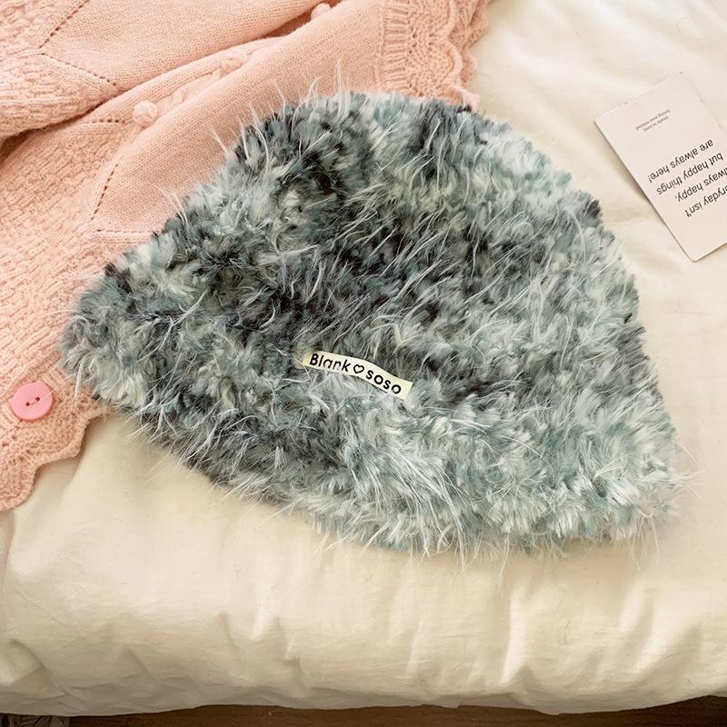 Large Head Circumference Plush Fisherman Hat Women's Autumn and Winter New Warm Travel Wear Knitted Ear Protection Cap