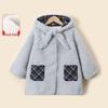 Girls' Winter Lamb Wool Blend Plaid Coat