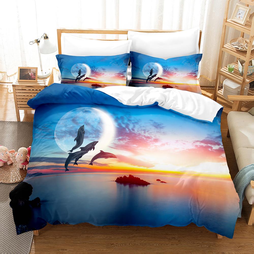 3DThe DolphinsBedding Sets Duvet Cover Set With Pillowcase Twin Full Queen King Bedclothes Bed Linen