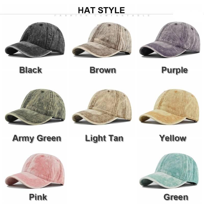 Classic Retro Washed Denim Baseball Cap Adjustable Sun Hat For Men Women In Black