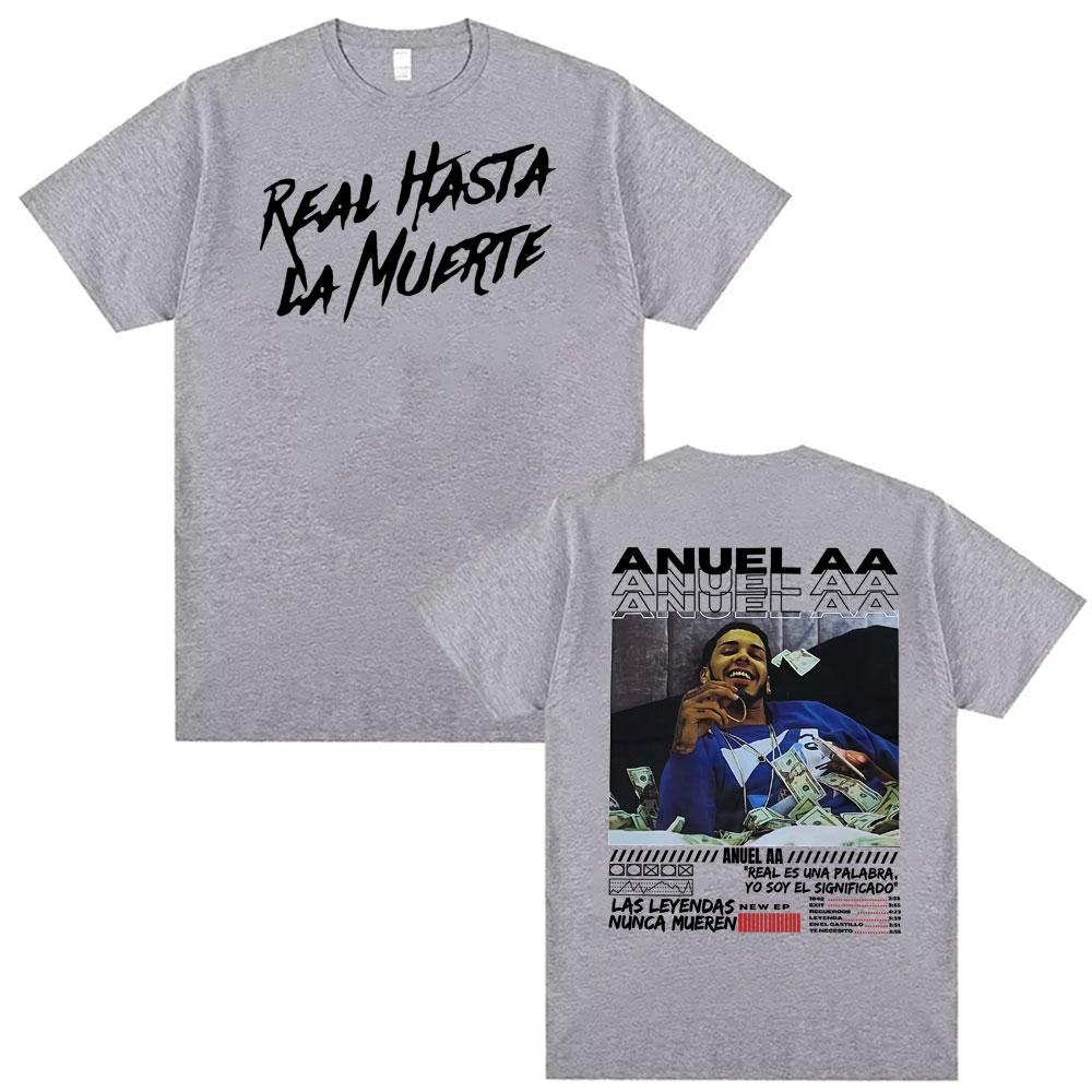 Rapper Anuel AA Real Hasta La Muerte Graphic T Shirt Unisexs Clothing 100 Cotton 90s Vintage Tshirts Unisex Casual Loose Tshirt