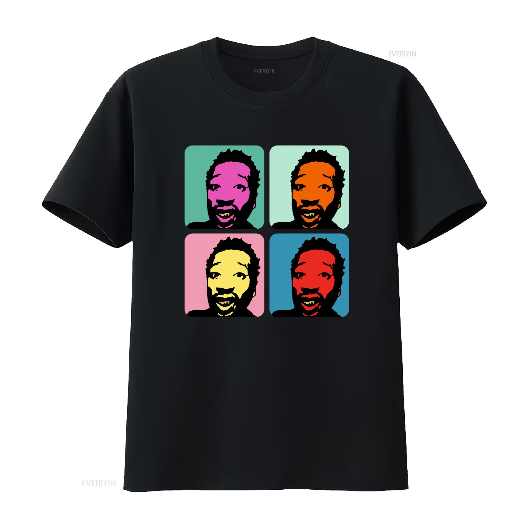 

Ol Dirty Bastard Warhol Pop Art Rap T Shirt Colorful Portrait Print vintage Washed Slightly Stylish Breathable homme Soft 4XL