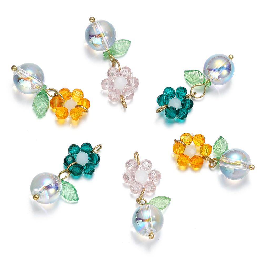2Pcs Acrylic Beads with Crystal Beads Pendant Charms for DIY Earrings Bracelet Necklace Phone Chain Jewelry Making Supplies
