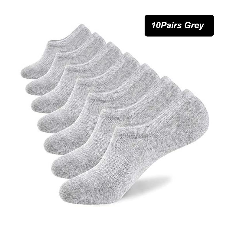 10Pair Men Boat Socks Summer Autumn Breathable Fashion Non-slip Invisible Cotton Socks Male Ankle Sock High Quality Size 38-45