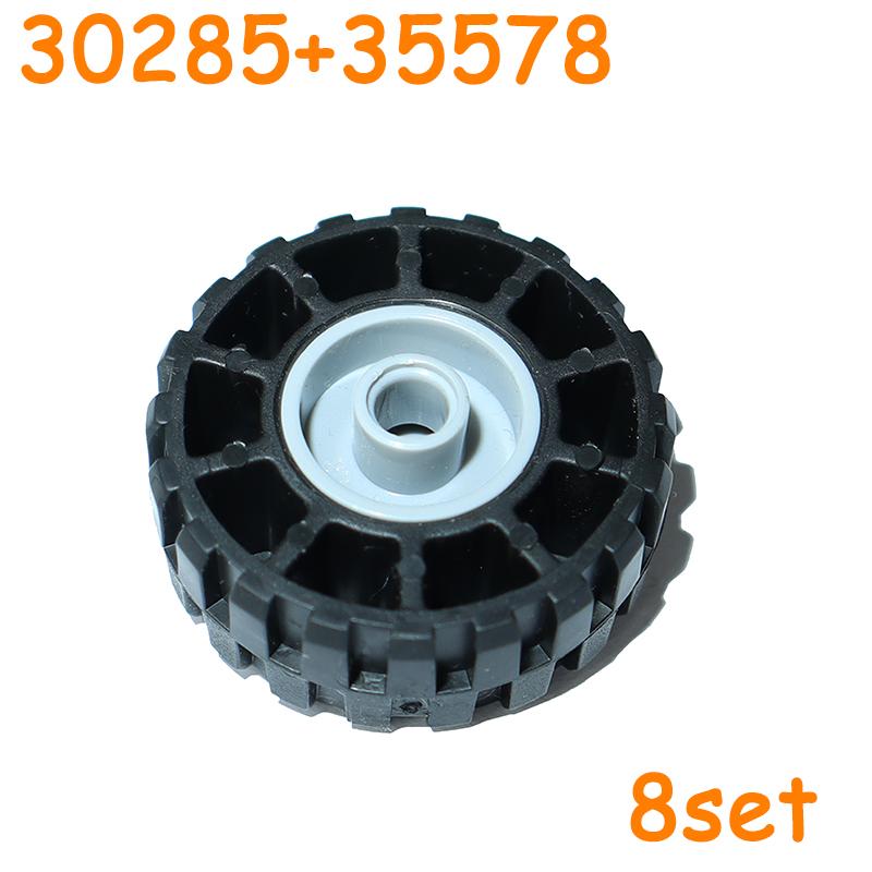 Tire Wheels Car Truck Hub Technical Bricks MOC Motorcycle Building Blocks 30285 18976 55982 55981 89201 92402 58090 35578 56891