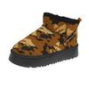 thick-soled short snow boots women's large size autumn and winter new thickened velvet warm leopard print cotton shoes