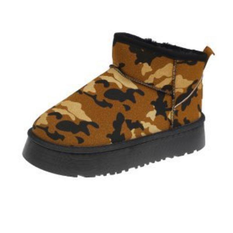 Thick-soled Short Snow Boots Women's Large Size Autumn and Winter New Thickened Velvet Warm Leopard Print Cotton Shoes