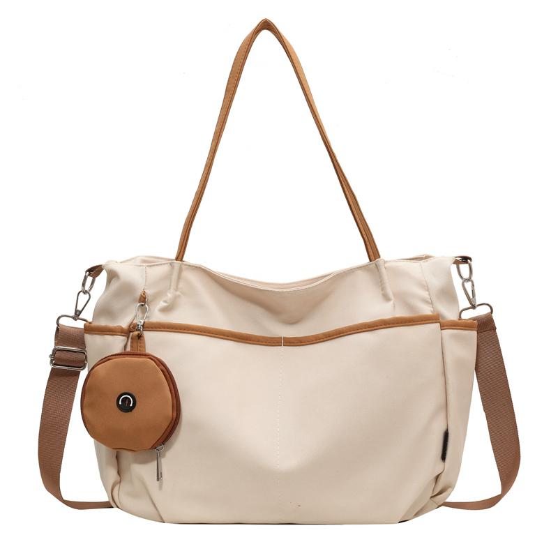 

Школьная сумка из холста, сумка через плечо, большая сумка, портативная студенческая парусиновая сумка, студенческий класс бежевый