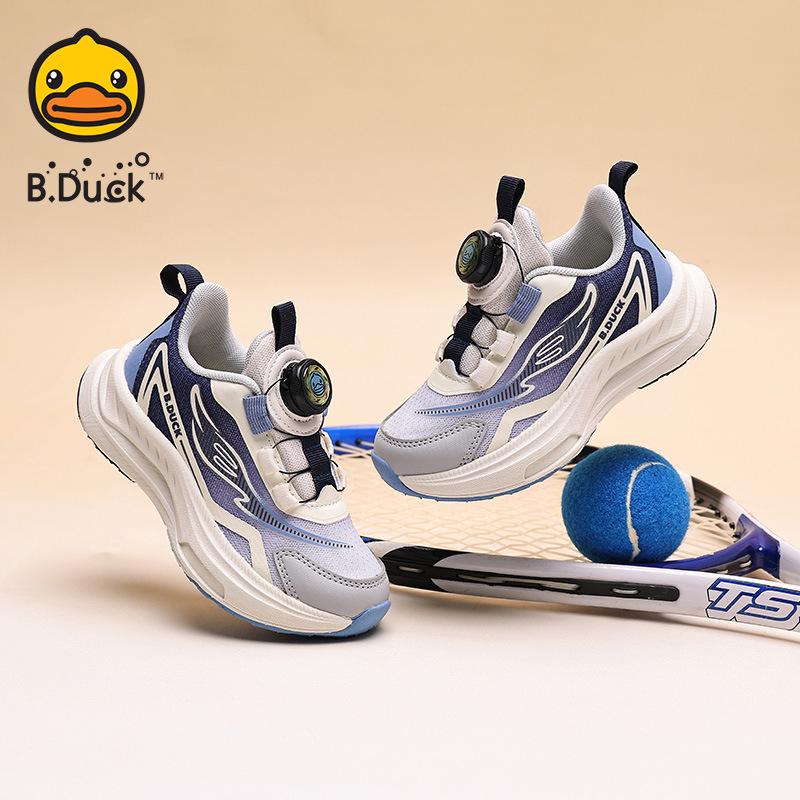 

B.DUCK Kids Autumn Non-Slip Flyknit Sneakers with Rotary Buckle for Girls 35 синий/кремовый