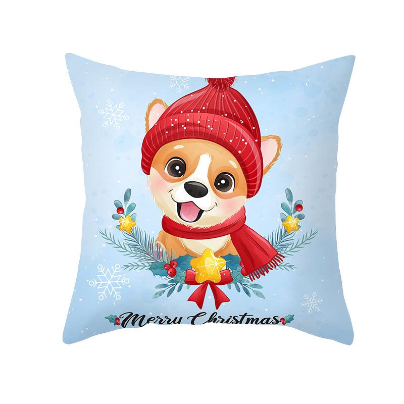Cartoon Watercolor Christmas Pillow Cover Printed Cute Christmas Snowman Sofa Cushion Pillow Cover Home