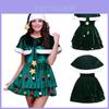 Wunderschönes Damen Weihnachtsbaum Cosplay Kostüm Übergröße Weihnachts-Kleid Umhang Hut Party