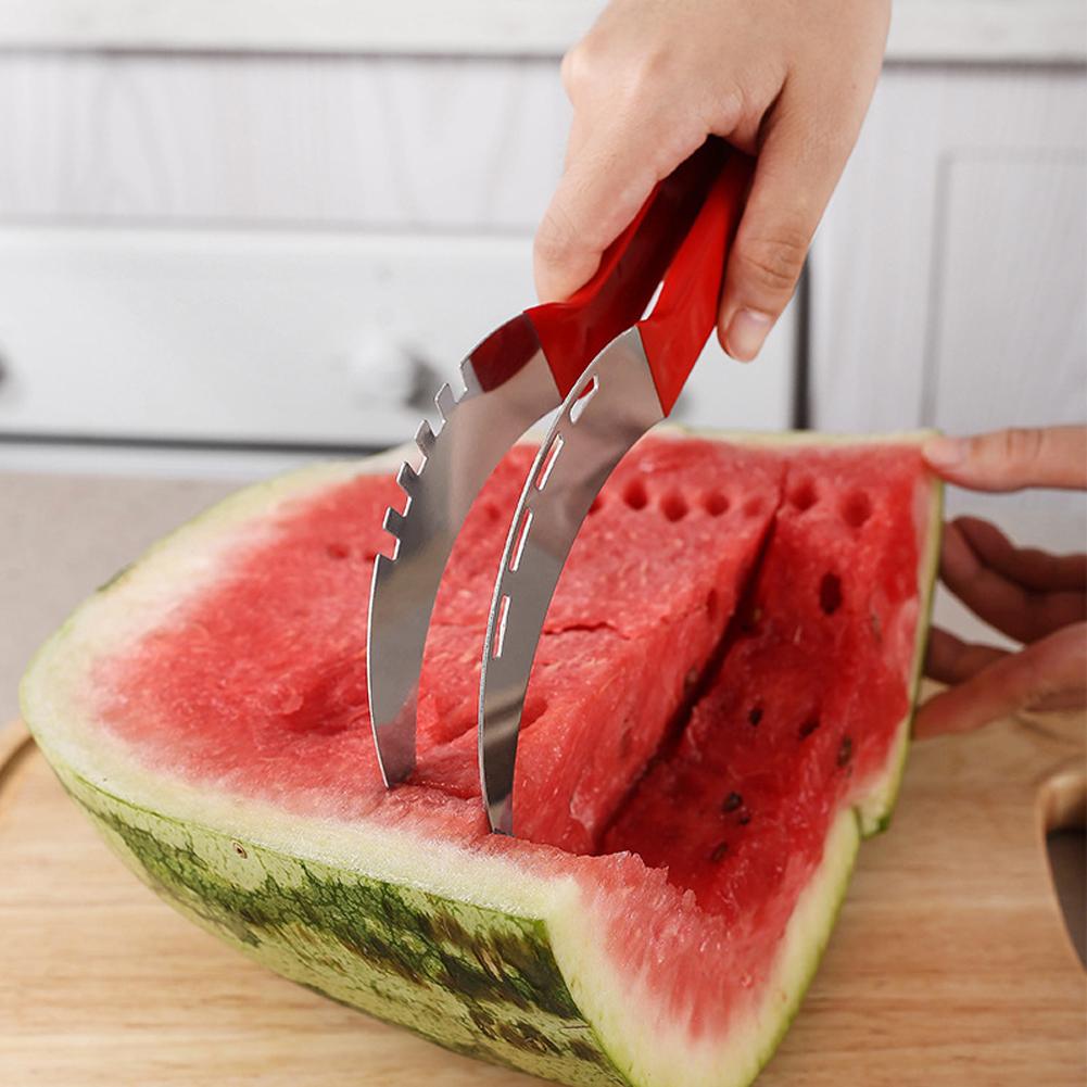 1-5pc Stainless Watermelon Slicer Cutter Non-Slip Handle Melon Fruit Slicer Digger Tool Kitchen Gadgets for Pineapple Cantaloupe