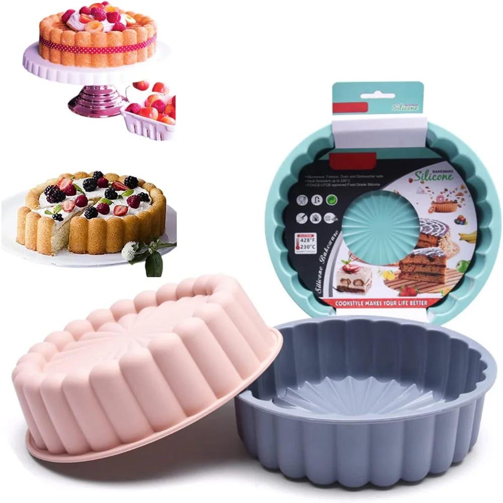 Silicone Round Cake Mold 8 Inch Silicone Cake Pan For Baking Charlotte Cake Pan Baking Strawberry Shortcake Cake Mold DIY Cactus